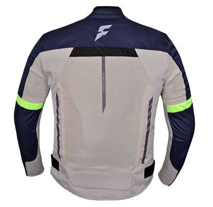 AeroFlow Mesh Summer Motorcycle Jacket | Silver, Deep Blue & Neon Yellow